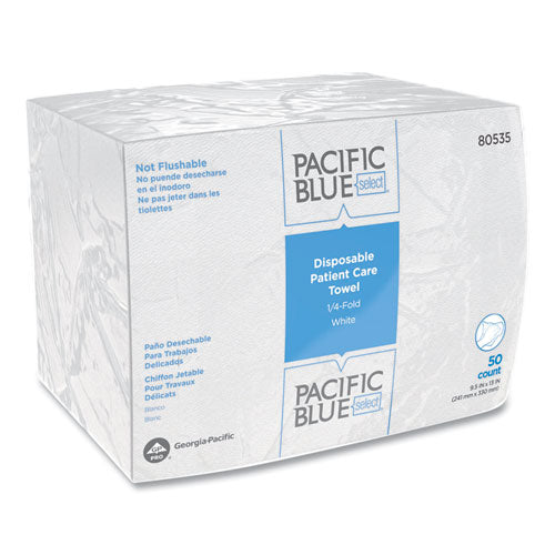 Pacific Blue Select Disposable Patient Care Washcloths, 1-Ply, 9.5 x 13, Unscented, White, 50/Pack, 20 Packs/Carton-(GPC80535)