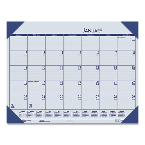 EcoTones Recycled Monthly Desk Pad Calendar, 18.5 x 13, Ocean Blue Sheets/Corners, Black Binding, 12-Month (Jan to Dec): 2023-(HOD124640)