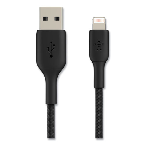 BOOST CHARGE Braided Apple Lightning to USB-A ChargeSync Cable, 6.6 ft, Black-(BLKCAA002BT2MBK)