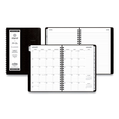 Aligned Monthly Planner with Contacts Page and Extra Notes Pages, 8.63 x 5.88, Black Cover, 12-Month (Jan to Dec): 2023-(BLS123852)