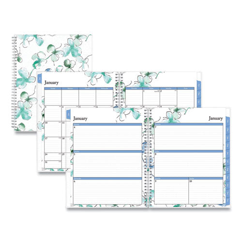 Lindley Weekly/Monthly Planner, Lindley Floral Artwork, 11 x 8.5, White/Blue/Green Cover, 12-Month (Jan to Dec): 2023-(BLS100654)