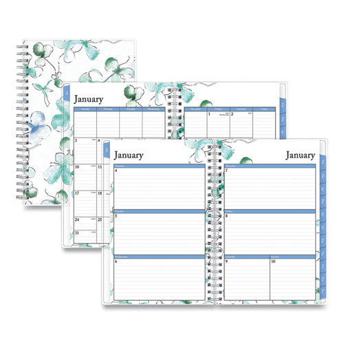 Lindley Weekly/Monthly Planner, Lindley Floral Artwork, 8 x 5, White/Blue/Green Cover, 12-Month (Jan to Dec): 2023-(BLS101579)