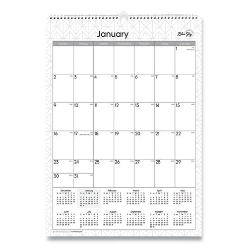 Enterprise Wall Calendar, Enterprise Geometric Artwork, 12 x 17, White/Gray Sheets, 12-Month (Jan to Dec): 2023-(BLS117373)