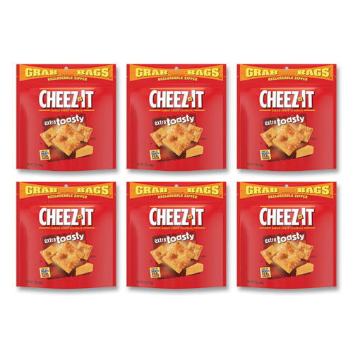 Baked Snack Crackers, Extra Toasty Cheese, 7 oz Bag, 6/Carton-(KEB11791)