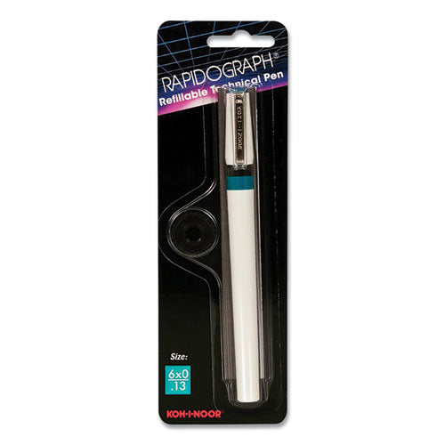 3165 Series Rapidograph Technical Drawing Fountain Pen, 6x0 0.13 mm, White/Teal Barrel-(KOH31656Z)