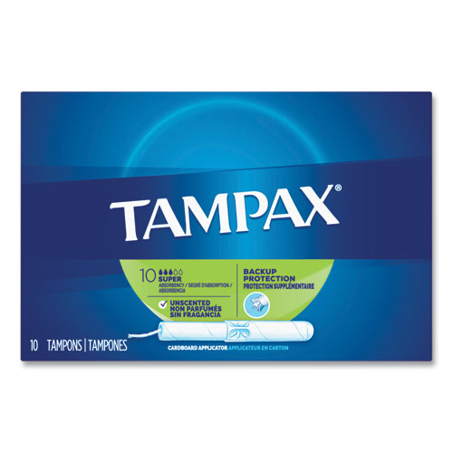 Cardboard Applicator Tampons, Super, 10/Box-(PGC31409)