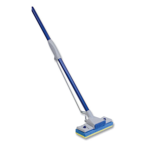 Automatic Sponge Mop, 9 x 3 Blue/Yellow Cellulose Head, 48" Blue/Gray Steel Handle-(QCK454EA)