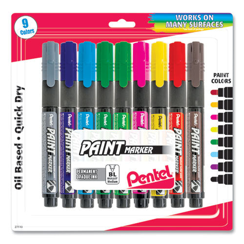 Opaque Bullet Tip Paint Markers, Medium Bullet Tip, Assorted Colors, 9/Pack-(PENMMP20BP9M)