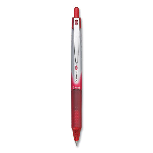 VBall RT Liquid Ink Roller Ball Pen, Retractable, Fine 0.7 mm, Red Ink, Red/White Barrel, Dozen-(PIL26208DZ)