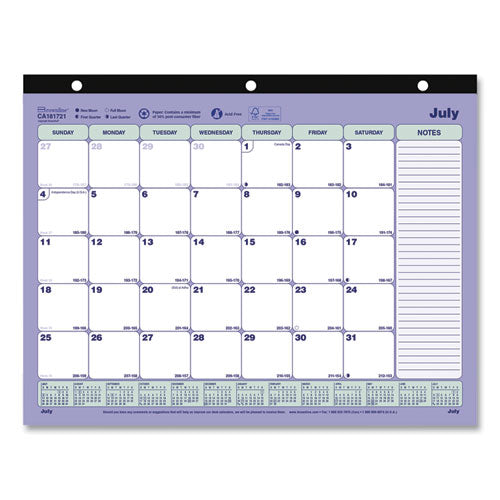 Academic 13-Month Desk Pad Calendar, 11 x 8.5, Black Binding, 13-Month (July to July): 2022 to 2023-(REDCA181721)