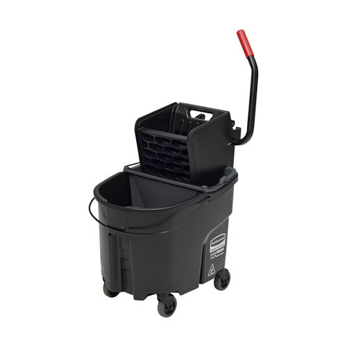 WaveBrake 2.0 Bucket/Wringer Combos, Side-Press, 35 qt, Plastic, Black-(RCPFG1863896)