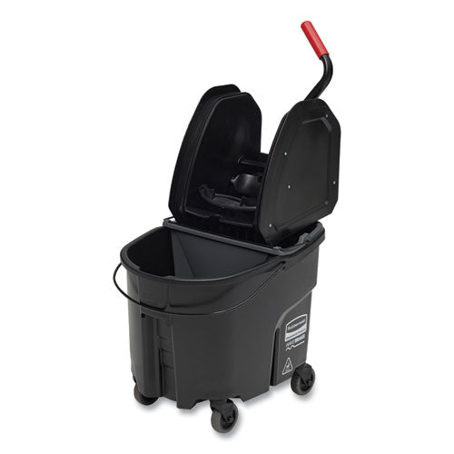 WaveBrake 2.0 Bucket/Wringer Combos, Down-Press, 35 qt, Plastic, Black-(RCPFG1863898)