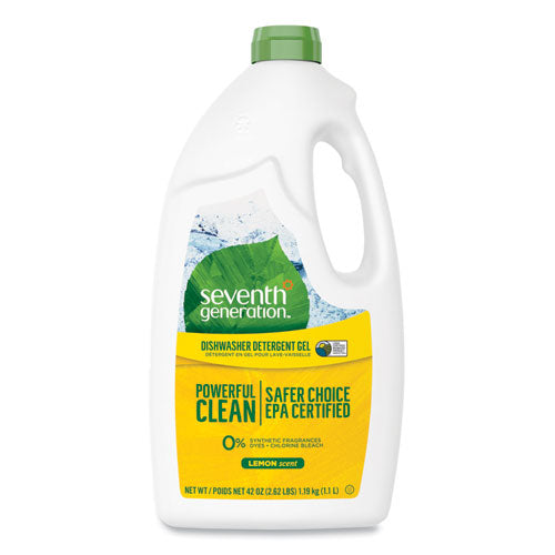 Natural Automatic Dishwasher Gel, Lemon, 42 oz Bottle, 6/Carton-(SEV22171CT)