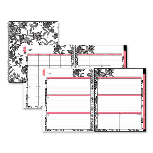 Analeis Create-Your-Own Cover Weekly/Monthly Planner, Floral, 11 x 8.5, White/Black/Coral, 12-Month (July-June): 2022-2023-(BLS130606)