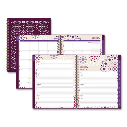 Gili Weekly/Monthly Planner, Gili Jewel Tone Artwork, 11 x 8.5, Plum Cover, 12-Month (Jan to Dec): 2023-(BLS117889)