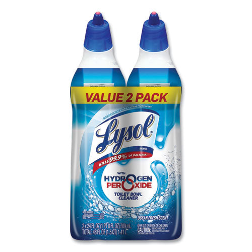 Toilet Bowl Cleaner with Hydrogen Peroxide, Ocean Fresh, 24 oz Angle Neck Bottle, 2/Pack, 4 Packs/Carton-(RAC96084)