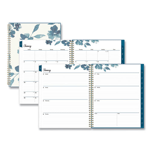 Bakah Blue Weekly/Monthly Planner, Bakah Blue Floral Artwork, 11 x 8.5, Blue/White Cover, 12-Month (Jan to Dec): 2023-(BLS137261)