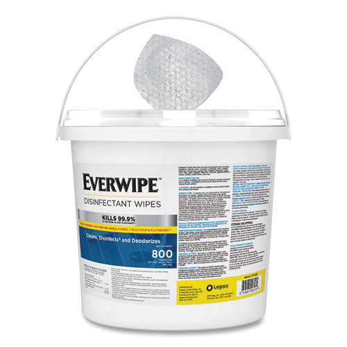 Disinfectant Wipes, 1-Ply, 8 x 6, Lemon, White, 800/Dispenser Bucket, 2 Buckets/Carton-(TRK192806)