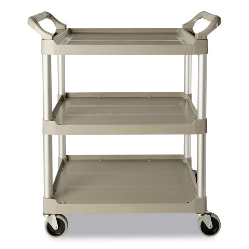 Three-Shelf Service Cart, Plastic, 3 Shelves, 200 lb Capacity, 18.63" x 33.63" x 37.75", Off-White-(RCP342488OWH)