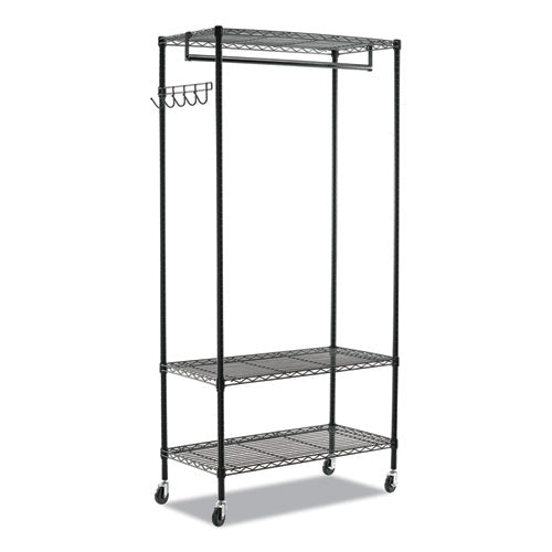 Wire Shelving Garment Rack, 40 Garments, 48w x 18d x 75h, Black-(ALEGR364818BL)