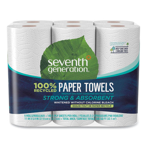 100% Recycled Paper Kitchen Towel Rolls, 2-Ply, 11 x 5.4, 140 Sheets/Roll, 24 Rolls/Carton-(SEV13731CT)