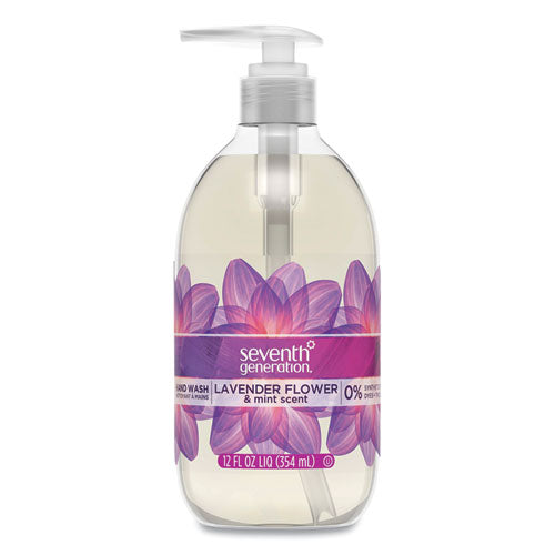 Natural Hand Wash, Lavender Flower and Mint, 12 oz Pump Bottle, 8/Carton-(SEV22926CT)