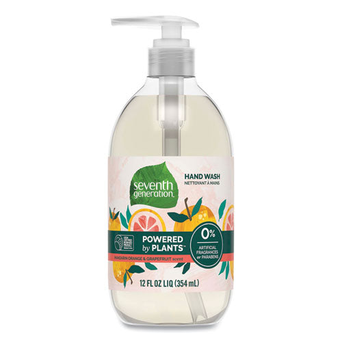 Natural Hand Wash, Mandarin Orange and Grapefruit, 12 oz Pump Bottle, 8/Carton-(SEV22925CT)