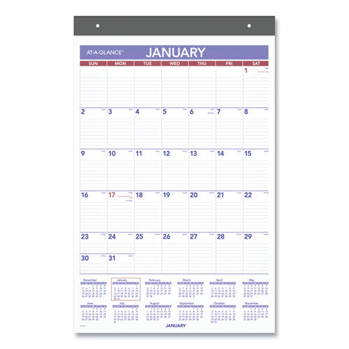 Repositionable Wall Calendar, 15.5 x 22.75, White/Blue/Red Sheets, 12-Month (Jan to Dec): 2023-(AAGPM17RP28)