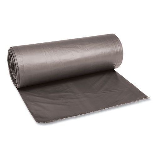 Low-Density Waste Can Liners, 60 gal, 0.95 mil, 38" x 58", Gray, 25 Bags/Roll, 4 Rolls/Carton-(BWK528)