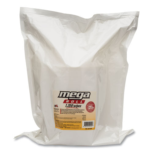 Gym Wipes Mega Roll Refill, 8 x 8, Unscented, White, 1,200/Roll, 2 Rolls/Carton-(TXLL420)