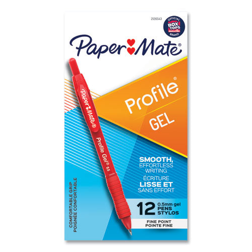 Profile Gel Pen, Retractable, Fine 0.5 mm, Red Ink, Translucent Red Barrel, Dozen-(PAP2126543)