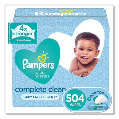 Complete Clean Baby Wipes, 1 Ply, Baby Fresh, 7 x 6.8, White, 504/Pack-(PGC75614)