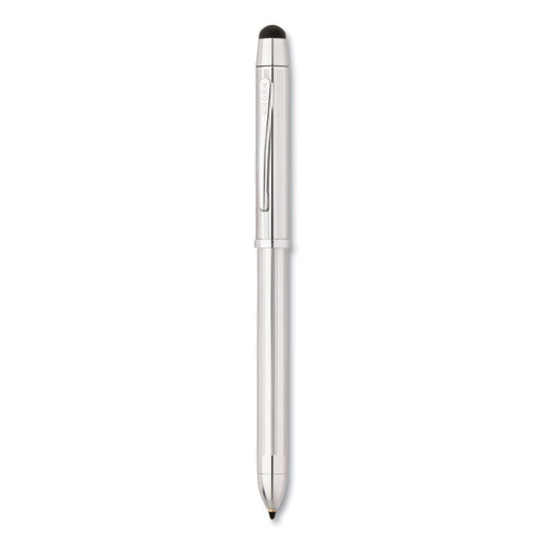 Tech3+ Multi-Color Ballpoint Pen/Stylus, Retractable, Medium 1 mm, Black/Red Ink, Lustrous Chrome Barrel-(CROAT00901)