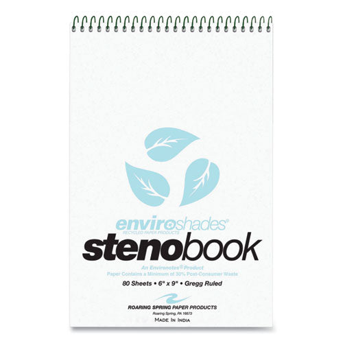 Enviroshades Steno Notepad, Gregg Rule, White Cover, 80 Blue 6 x 9 Sheets, 4/Pack-(ROA12284)