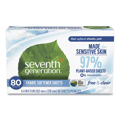 Natural Fabric Softener Sheets, Unscented, 80 Sheets/Box, 4/Carton-(SEV44930CT)