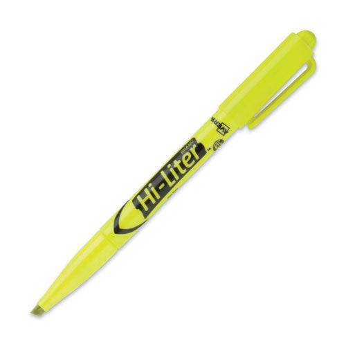 HI-LITER Pen-Style Highlighters, Fluorescent Yellow Ink, Chisel Tip, Yellow/Black Barrel, Dozen-(AVE23591)