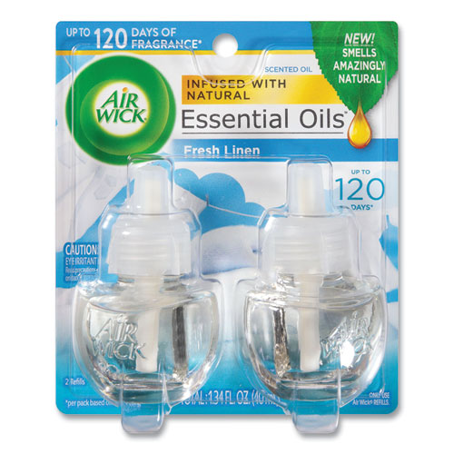 Scented Oil Twin Refill, Fresh Linen, 0.67 oz, 2/Pack, 6/Carton-(RAC82291)