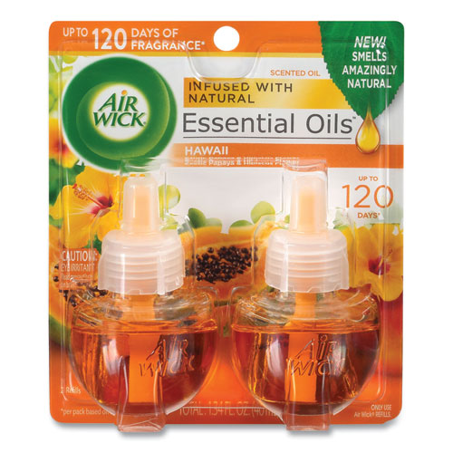 Scented Oil Twin Refill, Hawaii Exotic Papaya/Hibiscus Flower, 0.67 oz, 6/Carton-(RAC85175CT)