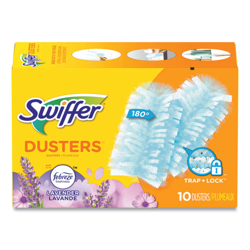 Refill Dusters, DustLock Fiber, Light Blue, Lavender Vanilla Scent,10/Box,4 Boxes/Carton-(PGC21461CT)