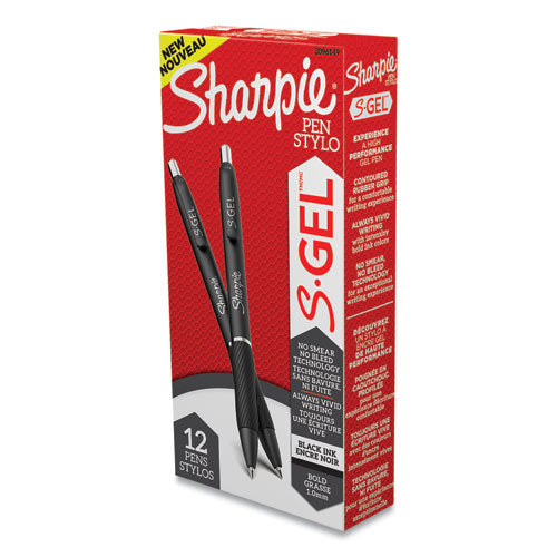 S-Gel High-Performance Gel Pen, Retractable, Bold 1 mm, Black Ink, Black Barrel, Dozen-(SAN2096149)