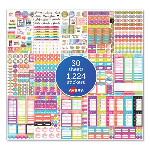 Budgeting Planner Stickers, Budget Theme, Assorted Colors, 1,224/Pack-(AVE6788)