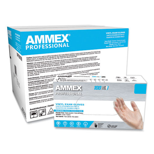 Vinyl Exam Gloves, Powder-Free, Small, Clear, 100/Box-(AXCVPF62100)