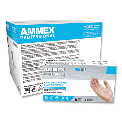 Vinyl Exam Gloves, Powder-Free, Medium, Clear, 100/Box-(AXCVPF64100)