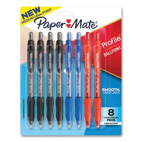 Profile Ballpoint Pen, Retractable, Medium 1 mm, Assorted Ink and Barrel Colors, 8/Pack-(PAP2097014)