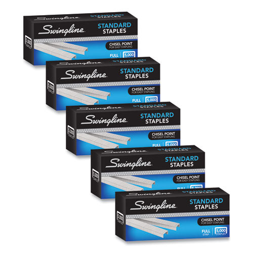 S.F. 1 Standard Staples, 0.25" Leg, 0.5" Crown, Steel, 5,000/Box, 5 Boxes/Pack-(SWIS7035101S)