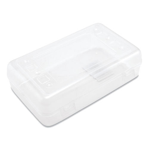 Gem Polypropylene Pencil Box with Lid, Polypropylene, 8.5 x 5.25 x 2.5, Clear-(AVT34104)