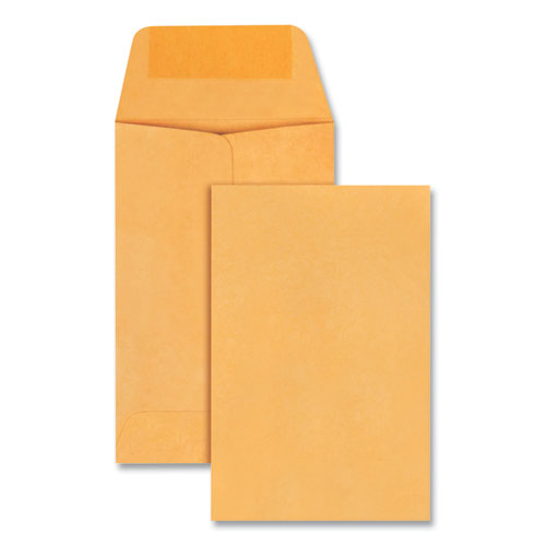 Kraft Coin Envelope, #1, Round Flap, Gummed Closure, 2.25 x 3.5, Light Brown Kraft, 250/Box-(UNV35304)