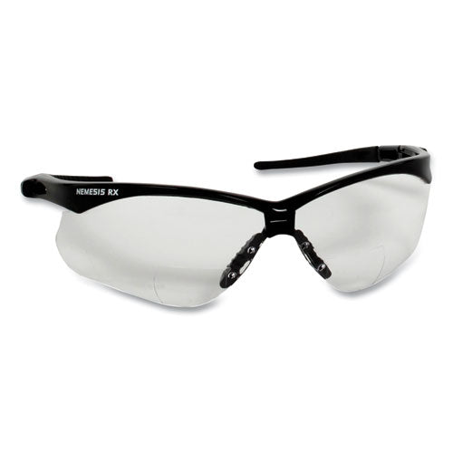 V60 Nemesis Rx Reader Safety Glasses, Black Frame, Clear Lens, +3.0 Diopter Strength, 12/Box-(KCC28630)