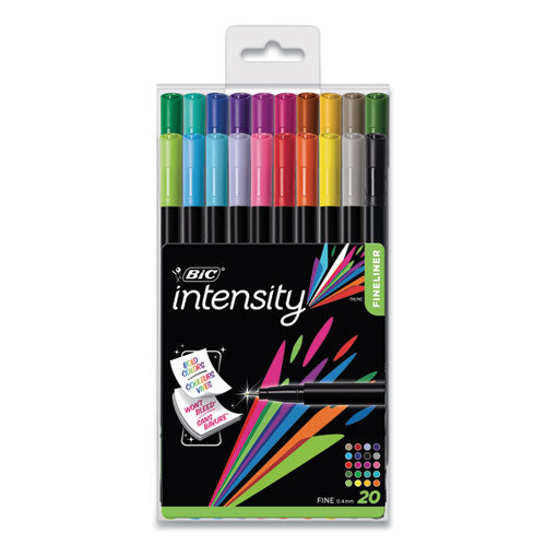 Intensity Porous Point Pen, Stick, Fine 0.4 mm, Assorted Ink and Barrel Colors, 20/Pack-(BICBCFPA201AST)