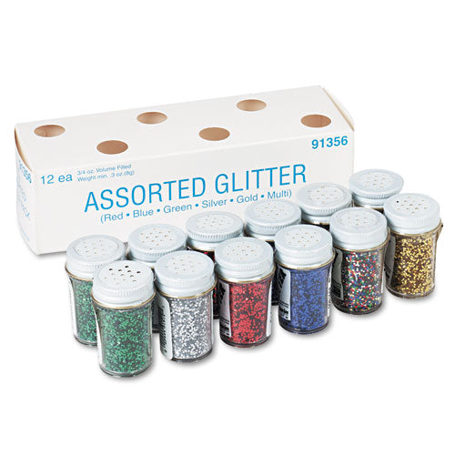 Spectra Glitter, 0.04 Hexagon Crystals, Assorted, 0.75 oz Shaker-Top Jar, 12/Pack-(PAC91356)